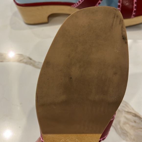 EUC Frances Valentine Red Leather Wooden Platform 2” heel Sandals - Picture 7 of 7